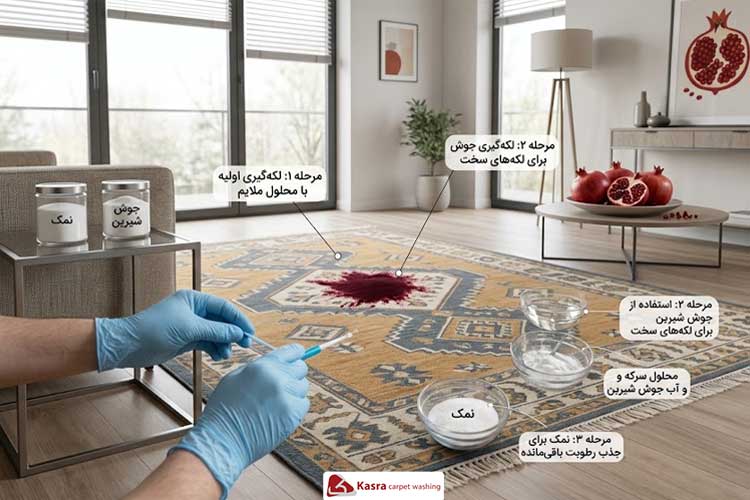 پاک کردن لکه انار از فرش
